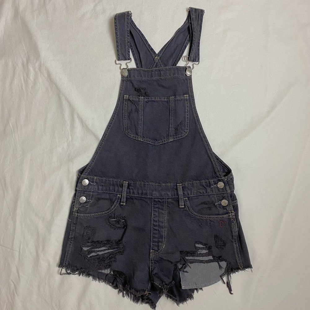 Hand Dyed Distressed Overall Shorts XS